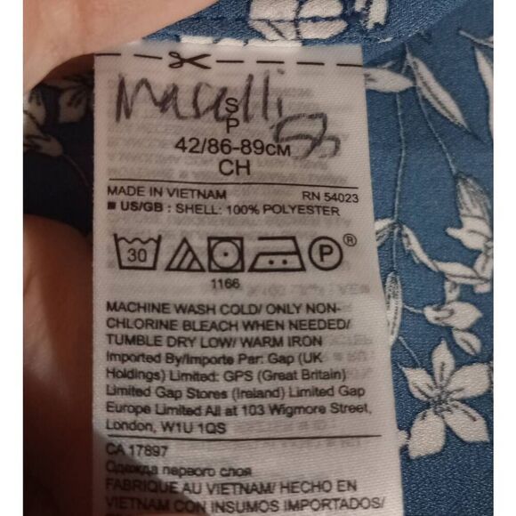 Banana‎ Republic Shirt Ladies Small Blue White Floral Sleeveless - Picture 6 of 7